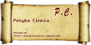 Petyka Cinnia névjegykártya
